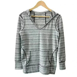 Champion Active Pullover Workout Top Athletic Gym Hoodie White Black SpaceDye XS